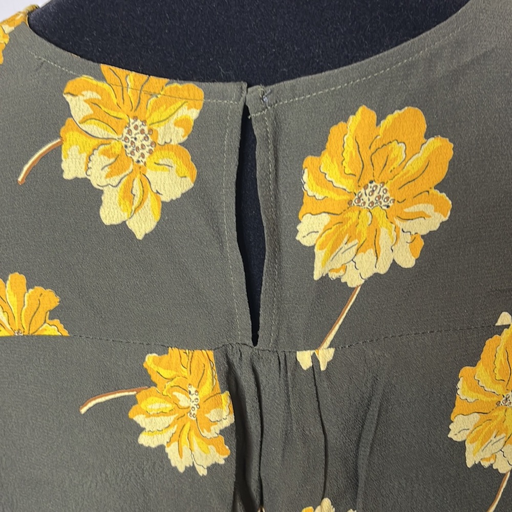 MADEWELL | Rhyme Top in Fall Flowers Green and Yellow Top Blouse Sz. S Small - Picture 4 of 6